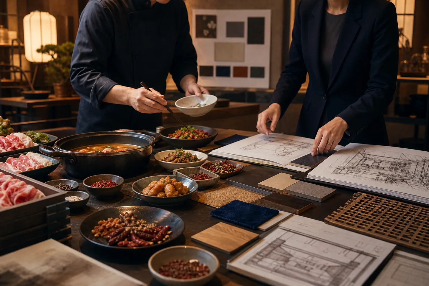 厨师与品牌团队共同进行产品研发和门店概念设计